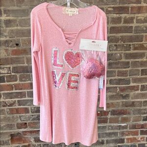 btween Pink Glitter Love Dress